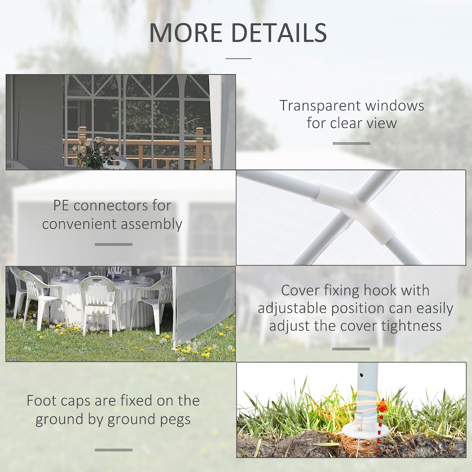 image 1 of Outsunny 6m x 3m Garden Gazebo Marquee Canopy Party Tent Canopy Patio White