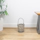 image 4 of JVL Luna Natural Willow Wood Lantern With Braided Rope Handle, Grey Wash