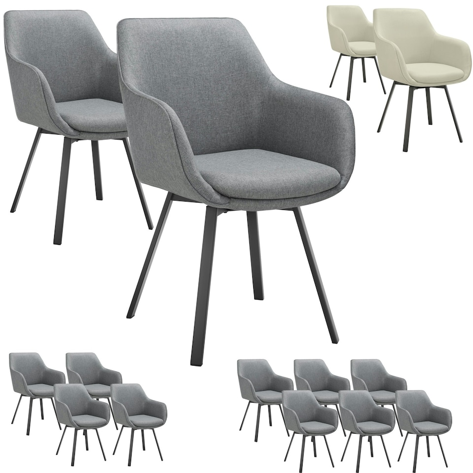 image 1 of Dining Chair Alicon - swivel armchair with padding and continuous backrest - Set of 4 Grey | Anthracite