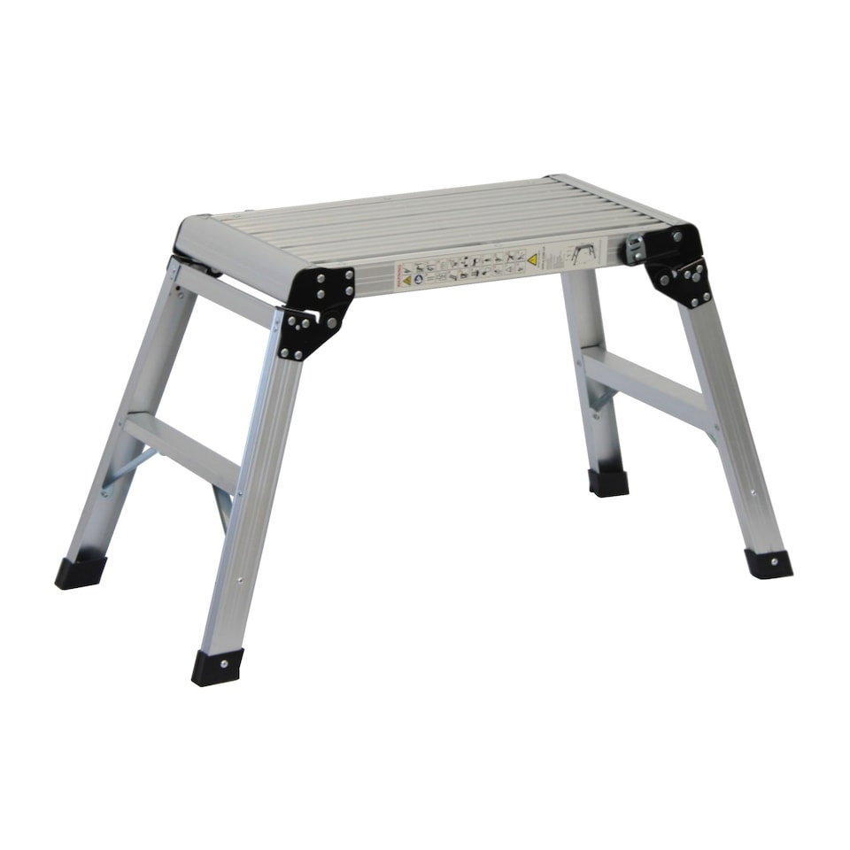 image 1 of 150kg Folding Aluminium Work Platform Step Up Bench Ladder EN131 | Silver