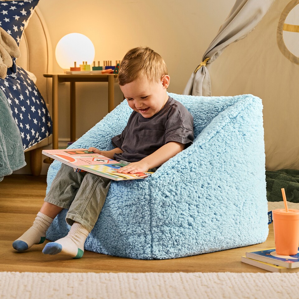 image 1 of icon Kids Teddy Bear Armchair Bean Bag Blue Childrens Bean Bags Set of 2