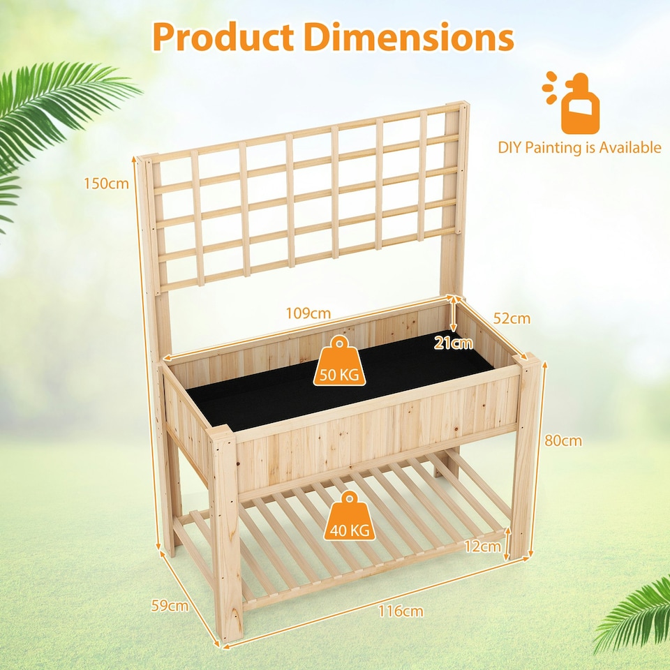 image 1 of COSTWAY Wooden Planter Box Raised Garden Bed Natural N/A