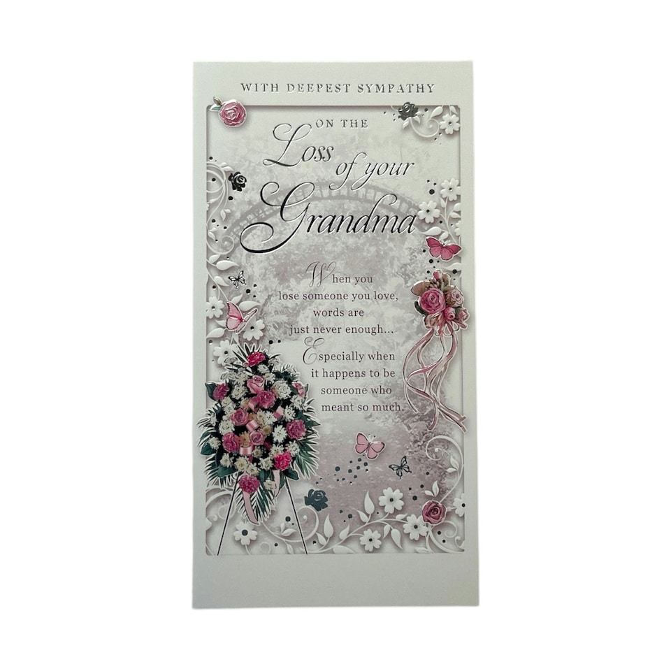 image 1 of Loss of Grandma Floral Design Sympathy Opacity Card