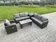 image 1 of Fimous 7 Seater Wicker PE Rattan Sofa Set Outdoor Patio Garden Furniture Set with Side Table Reclining Chairs Coffee Table Dark Grey Mixed