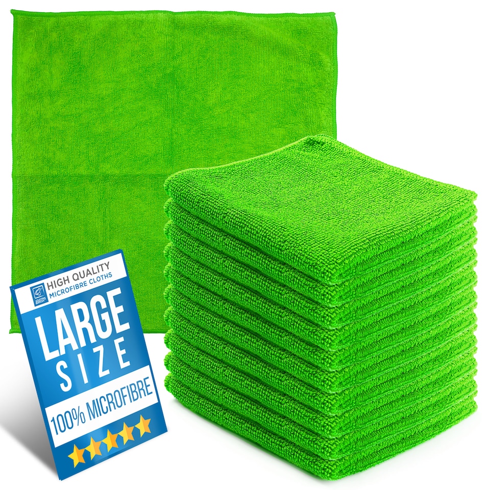 image 1 of Microfibre Cleaning Cloth 40x40cm Super Absorbent Lint Free Microfiber Cloths Cleaning for Home, Kitchen, Mirrors, Car - Pack of 10