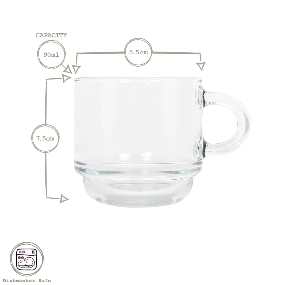 image 1 of LAV Cozy Stacking Glass Espresso Cups - 90ml - Pack of 12 Clear