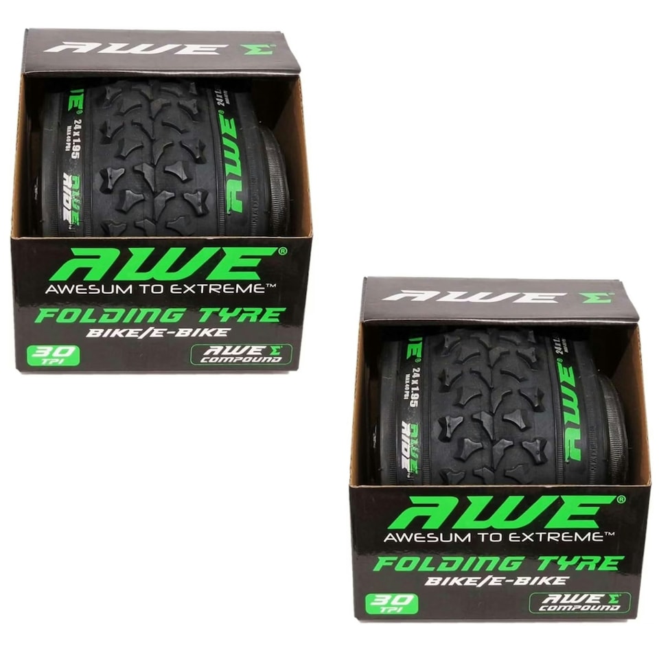 image 1 of AWE AWERide Set x 2 24" x 1.95" Folding Tyre Bike/E-Bike 40 PSI + 30 TPI