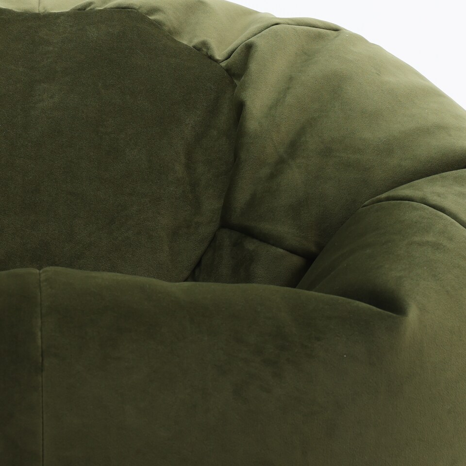 image 1 of Kingston Classic Velvet Bean Bag Chair & Pouffe Olive Green Bean Bag Chair | Green | Olive Green | 2