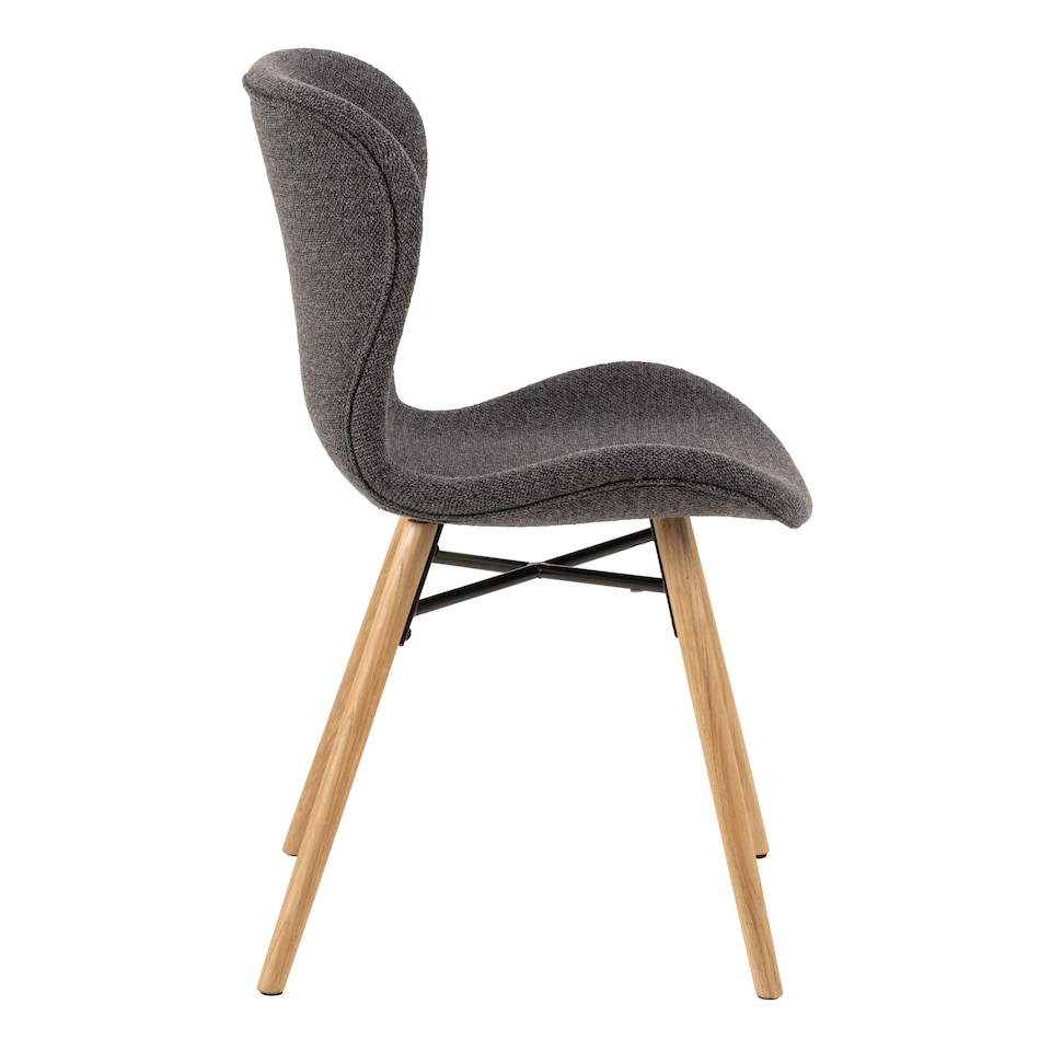 image 1 of Batilda Dining Chairs with Grey Fabric and Oak Set of 2