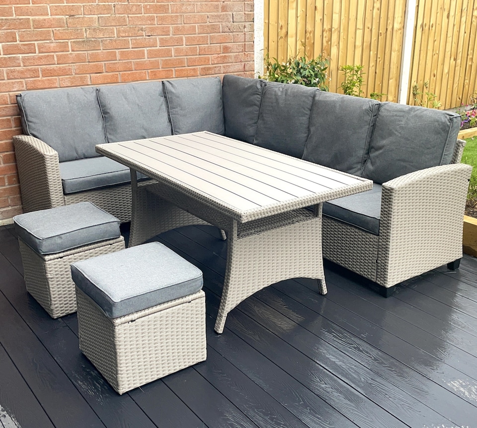 image 1 of York 8 Seat grey rattan corner sofa dining set