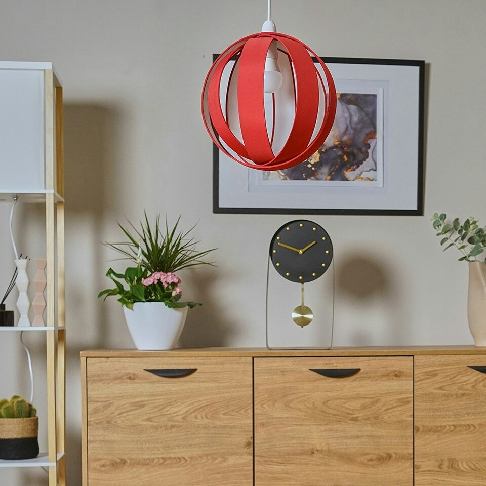 image 1 of ValueLights Red Modern Fabric Globe Ceiling Pendant Light Shade