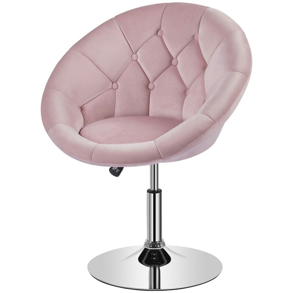 image 1 of Yaheetech Height Adjustable and Round Tufted Back Swivel Chair | Pink
