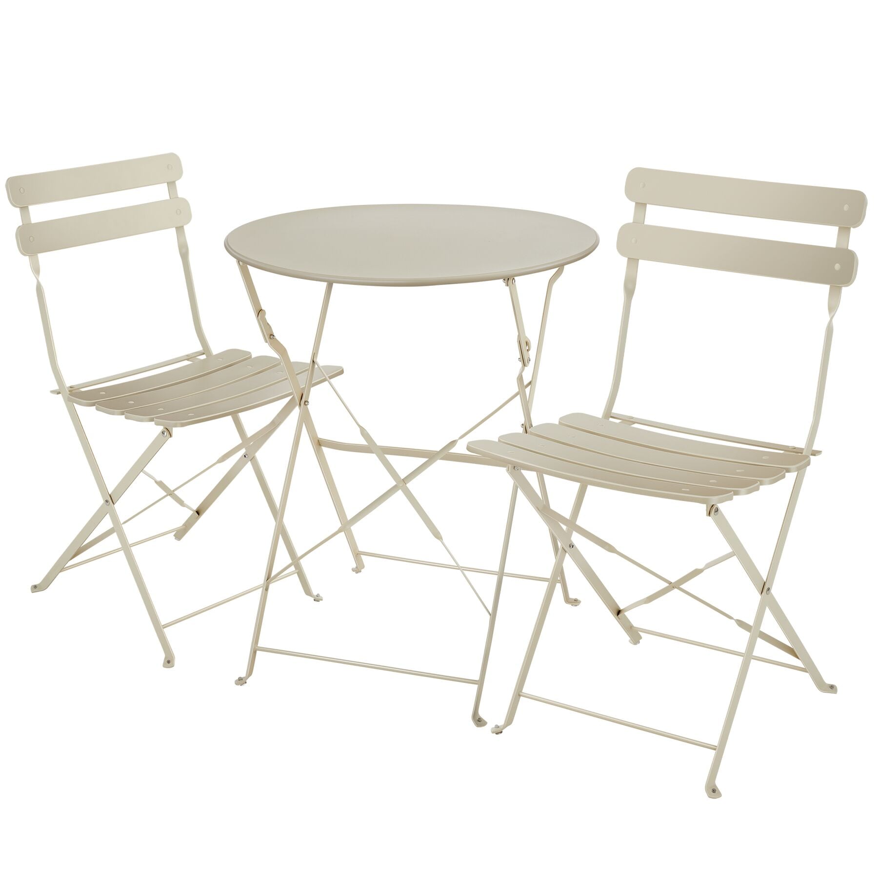 Garden Table and Chairs Frieda - 2 seater, for balconies, patios and terraces, folding and lightweight | Cream | cream | 1