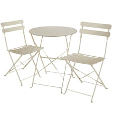 Garden Table and Chairs Frieda - 2 seater, for balconies, patios and terraces, folding and lightweight | Cream | cream | 1