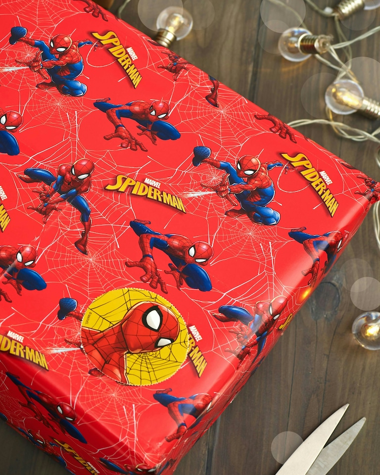 image 1 of Multipack of 6 Sheets of Wrapping Paper & 6 Tags | Birthdays | For Boys | Spider-Man Design Red