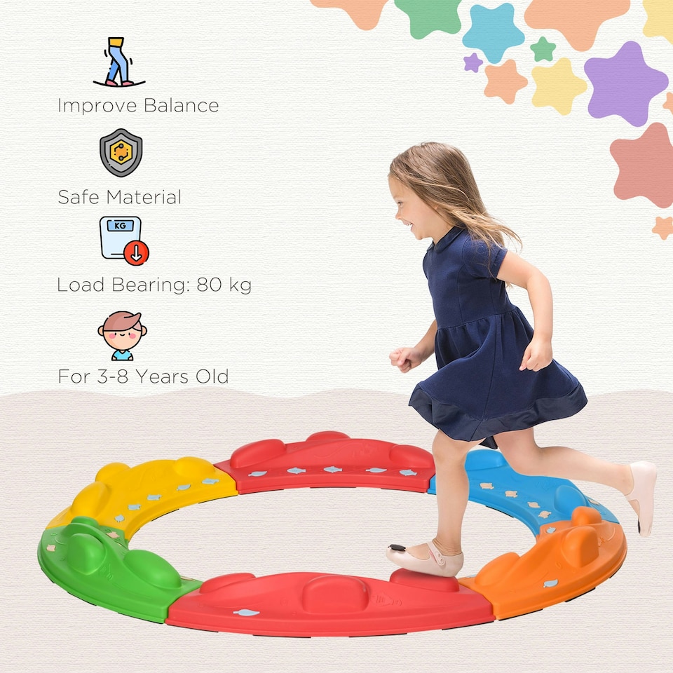 image 1 of ZONEKIZ Kids Balance Beam, 6 Pieces Stepping Stones, for Obstacle Course