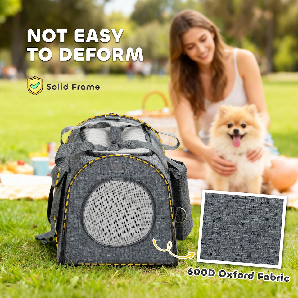 image 1 of PawHut Soft Sided Cat Carrier Bag, Foldable Portable Pet Carrier for Small Dog, Puppy, Cats Up to 10kg, with Adjustable Shoulder Strap & Removable Mat, Collapsible Cat Basket Airline Approved