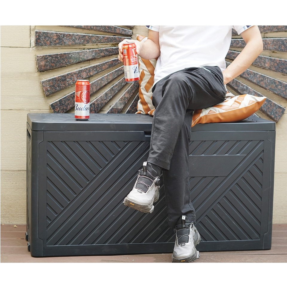 image 1 of Gr8 Garden Anthracite 280L Plastic Storage Box Garden Outdoor Shed Utility Cushion Chest