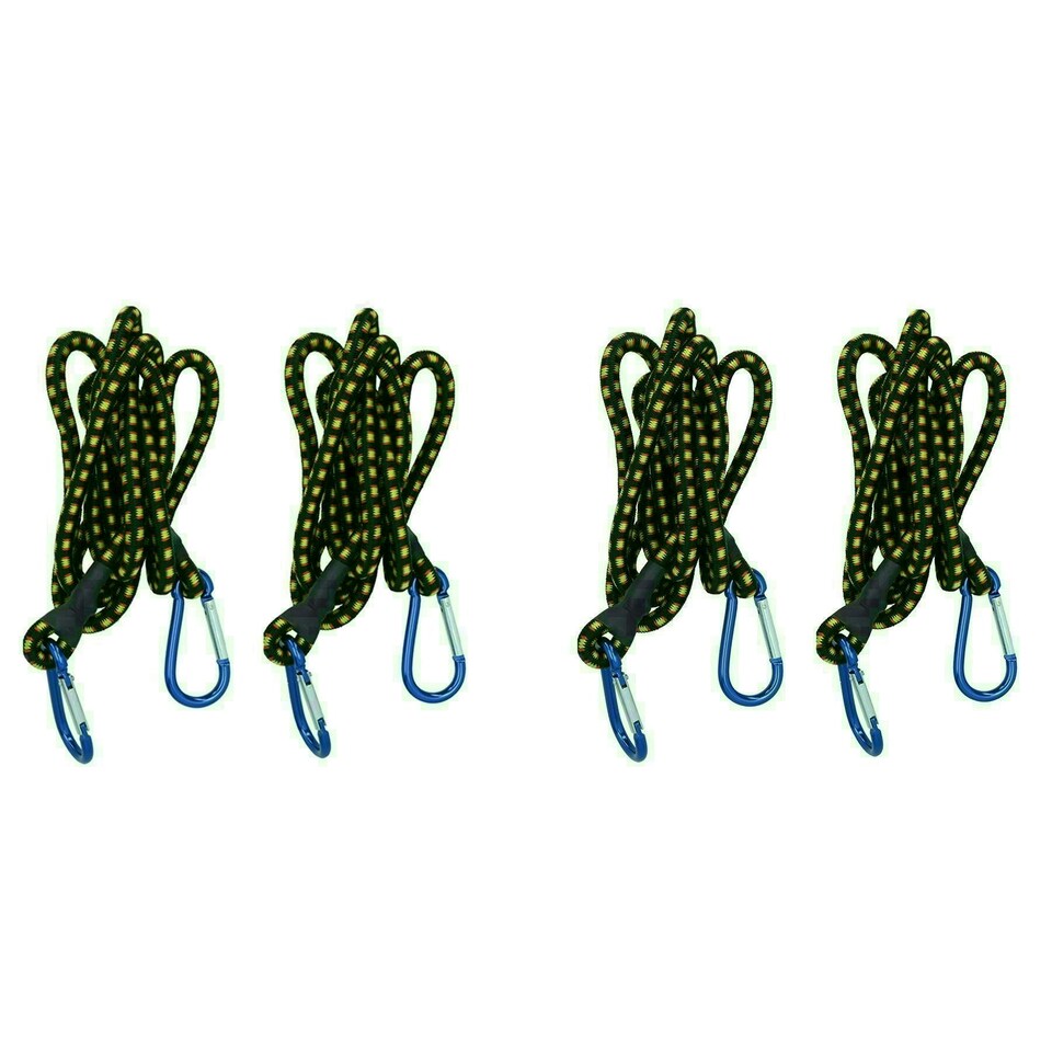 image 1 of 72" Bungee Strap with Aluminium Carabiners Hook Tie Down Fastener Holder 4pc