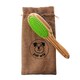 image 1 of Double Sided Bamboo Dog Brush with Silicone Massager for Grooming