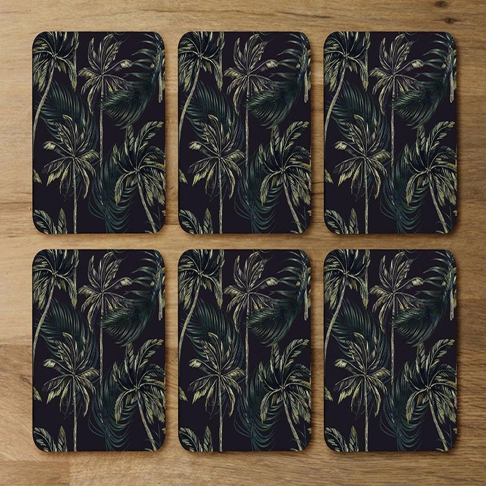 image 1 of Green Palm on Black (Coaster)