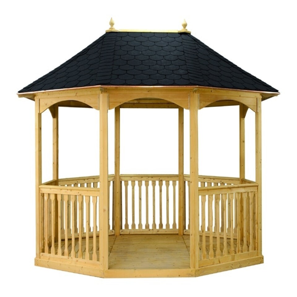 image 1 of Brompton Large Tiled Pavilion Gazebo - Pressure Treated Timber - L370 x W270 x H310 cm
