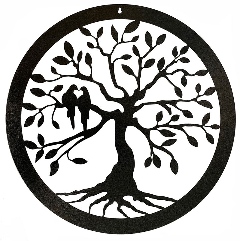 Tree of Life Large Wall Art - Steel - W49.5 x H49.5 cm - Black Black