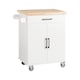 image 1 of SoBuy Kitchen Trolley with Drawer and 2 Doors, White/Natural Wood, 29.1x18.1x35.8 inches, 27.9 kg - FKW119-WN