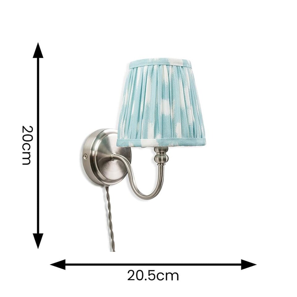 image 1 of ValueLights Neely Pair Chrome Wall Lights Blue Taper Shade | Blue