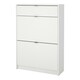 image 3 of Shoes Shoe Cabinet 2 Flip Down Doors + 1 Drawer in White