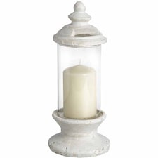 Glass Candle Holder - Stone - L14 x W14 x H33 cm - White White
