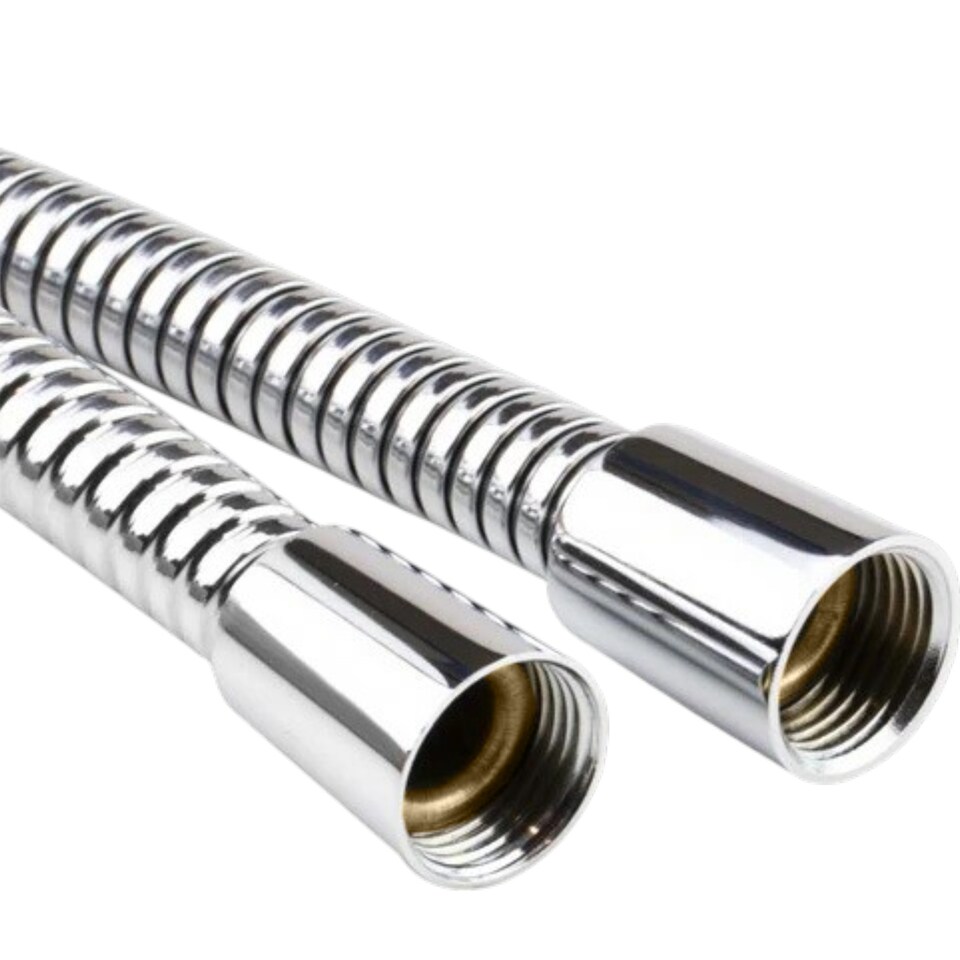 image 1 of Showerdrape Chrome 2m x 11mm Double Spiral Hose | Silver | 1