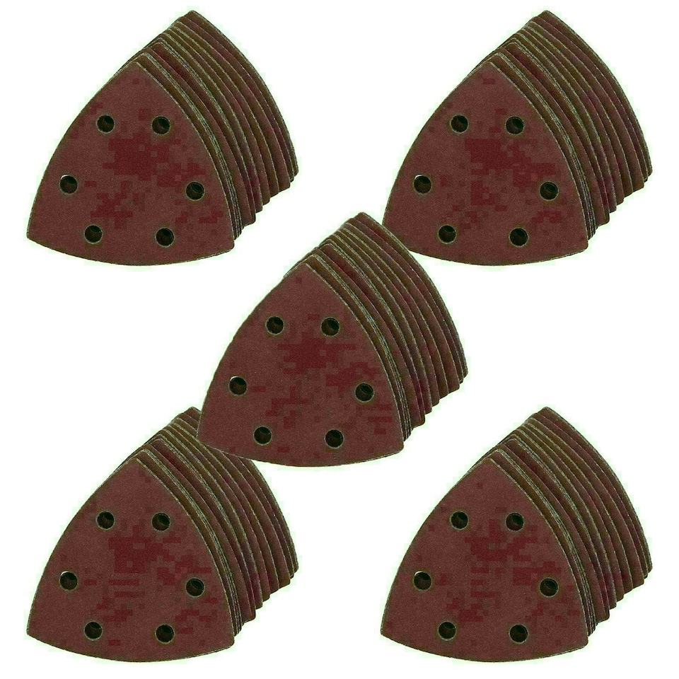 image 1 of 90mm Triangular Sanding Abrasive Discs Pads Hook Loop Backing 120 Grit 250pk