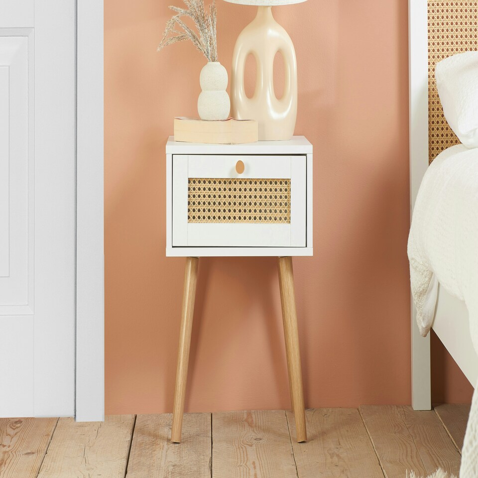 image 1 of Birlea Croxley 1 Drawer Rattan Bedside