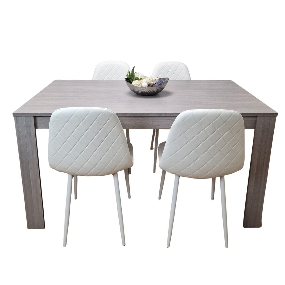 image 1 of Kosy Koala Dining Table Set With 4 White Gem Pattern Chairs Dining Room Furniture | White | One Size | 5