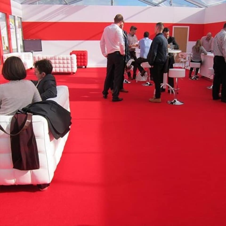 image 1 of 10 Metres Deluxe Exhibition Quality Ribbed Heavy Duty Red Carpet Runner 1 Metre Wide