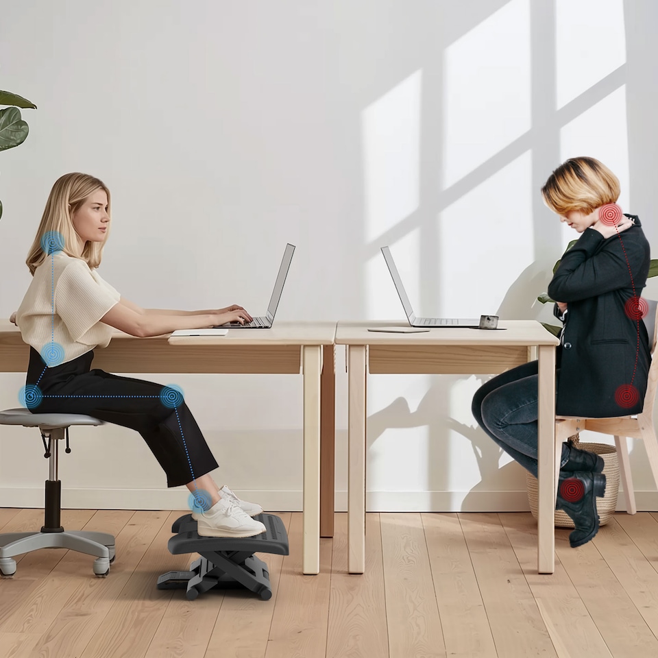 image 1 of Foot Rest for Under Desk with Massage Function, Adjustable Angle and Height