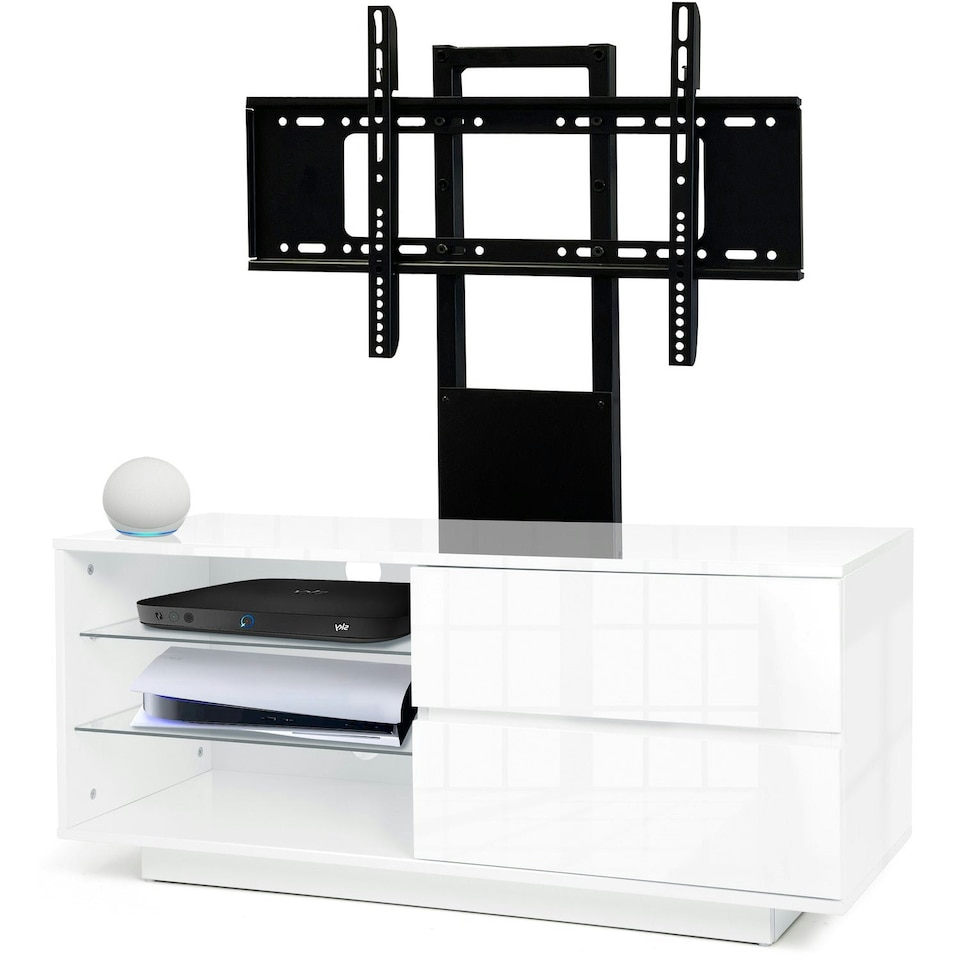 image 1 of Centurion Supports Gallus Gloss White with 2- Drawers and 3-Sheves 32"-55" LED/LCD/Plasma Cabinet TV Stand with Mounting Arm | Multi | 1