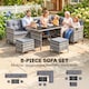 image 3 of Outsunny 6 PCs Patio wicker Sofa Set Rattan Chair Furniture w/ Glass & Cushioned
