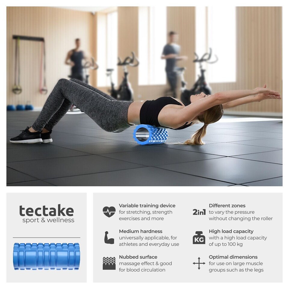 image 1 of Foam Roller with Textured Surface for Therapy Treatment, 335 x 145 mm | Blue | blue | 33,50 x 14,50 x 14,50 cm | 1
