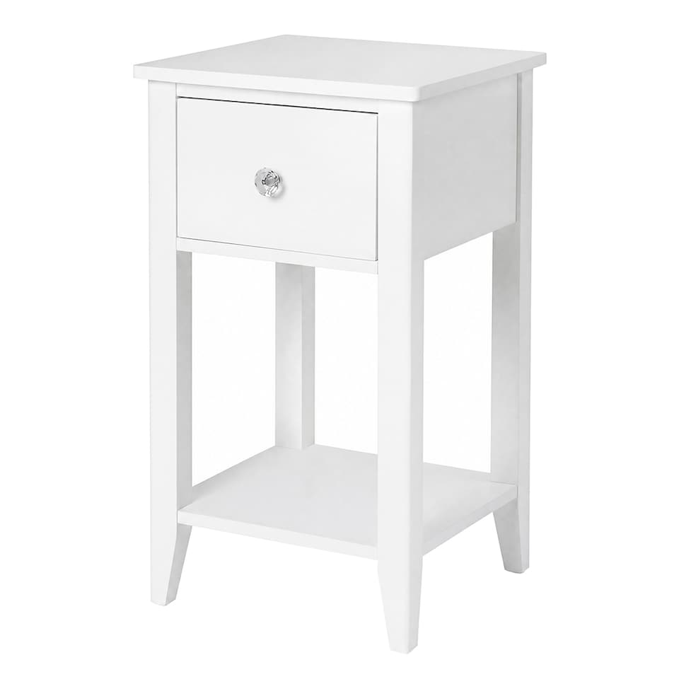 image 1 of Levede Bedside Table Narrow Modern End Table Drawer & Shelf Bedroom White