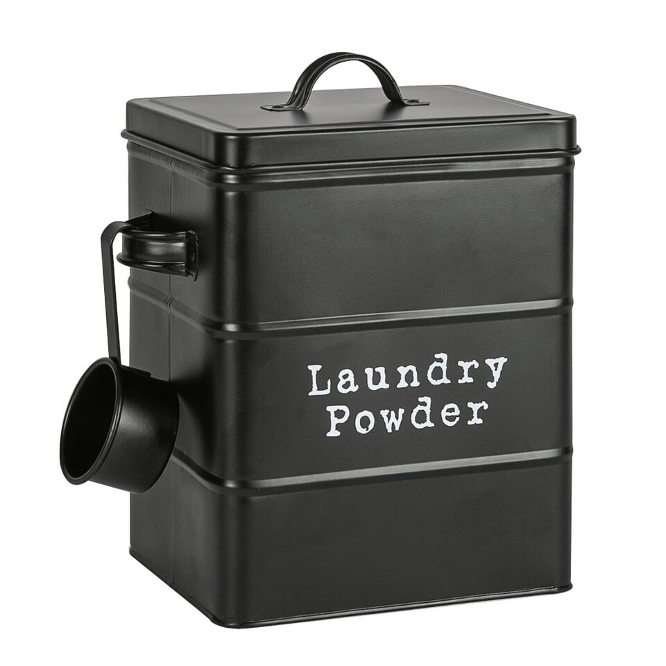 image 1 of Harbour Housewares Vintage Metal Laundry Powder Canister - Black | Black | Black | 1