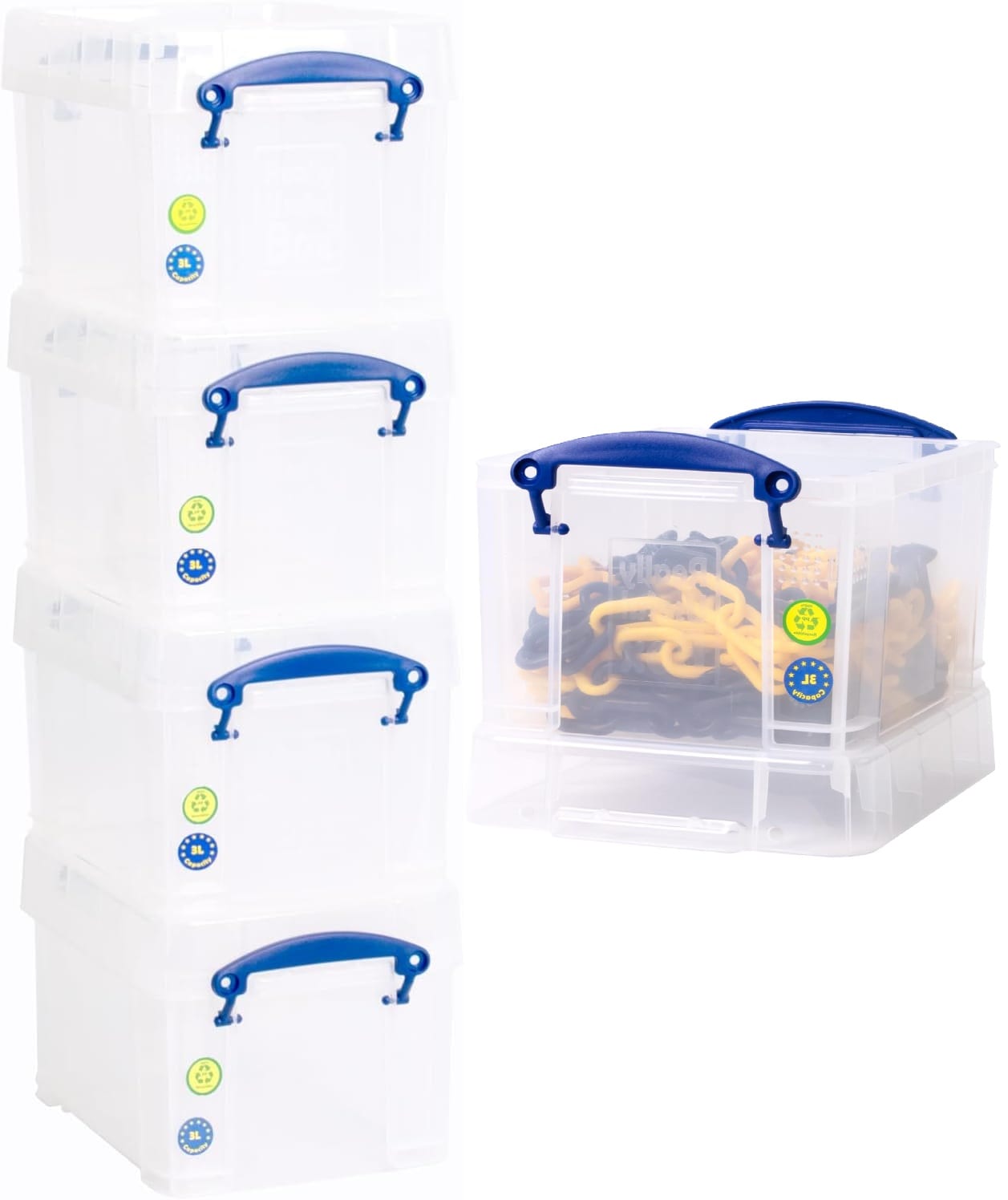 Really Useful Plastic Storage Box 3 Litre CLEAR Pack of 5