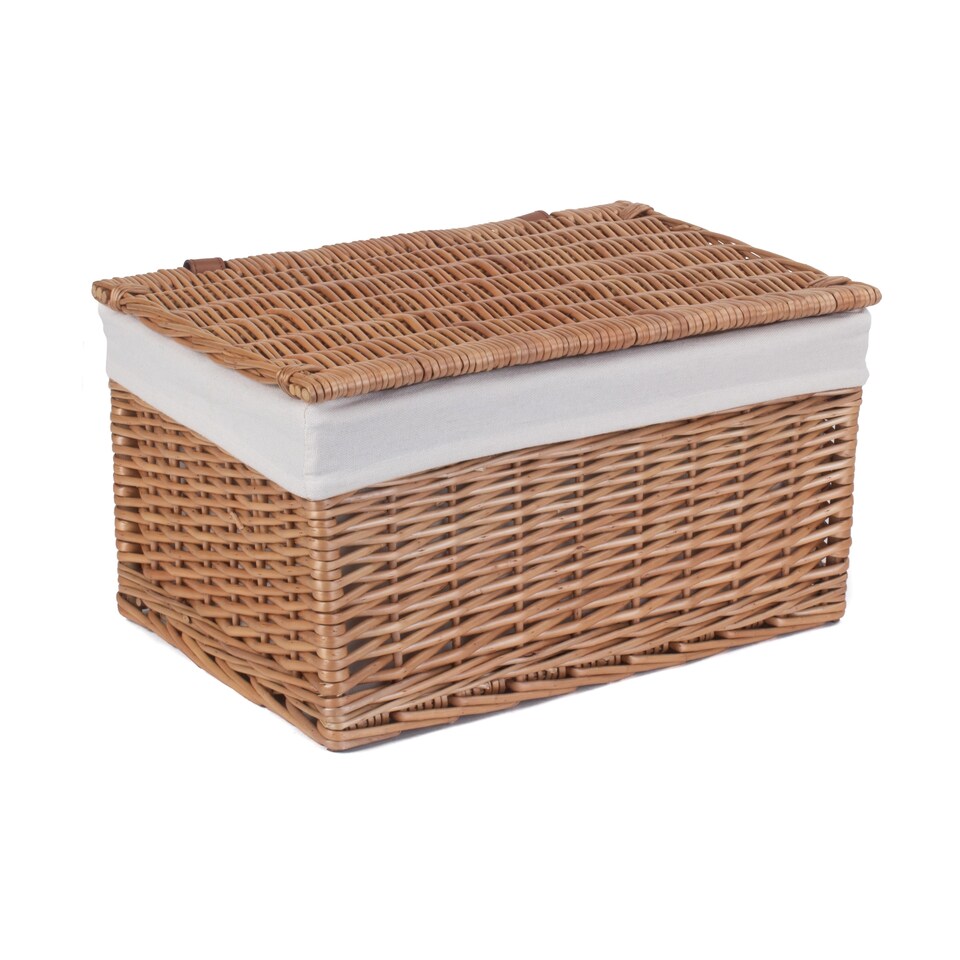 image 1 of Set of 3 Light Steamed Cotton Lined Wicker Storage Basket | Brown | Brown | Not provided