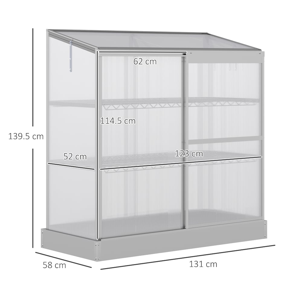 image 1 of Outsunny 4x2ft 3-Tier Greenhouse Outdoor Plant Grow Aluminium Frame w/ Roof Door
