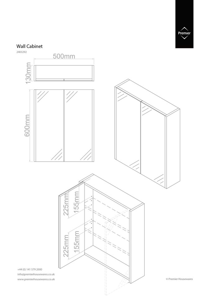 image 1 of Vida 2 Door Oak Effect Wall Cabinet | Cream