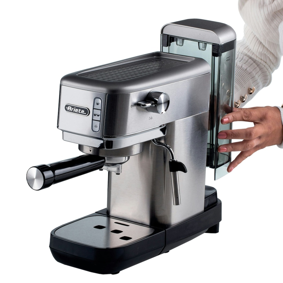 image 1 of Ariete 1380 Metal Slim Barista Espresso Coffee Maker Machine & Milk Frother