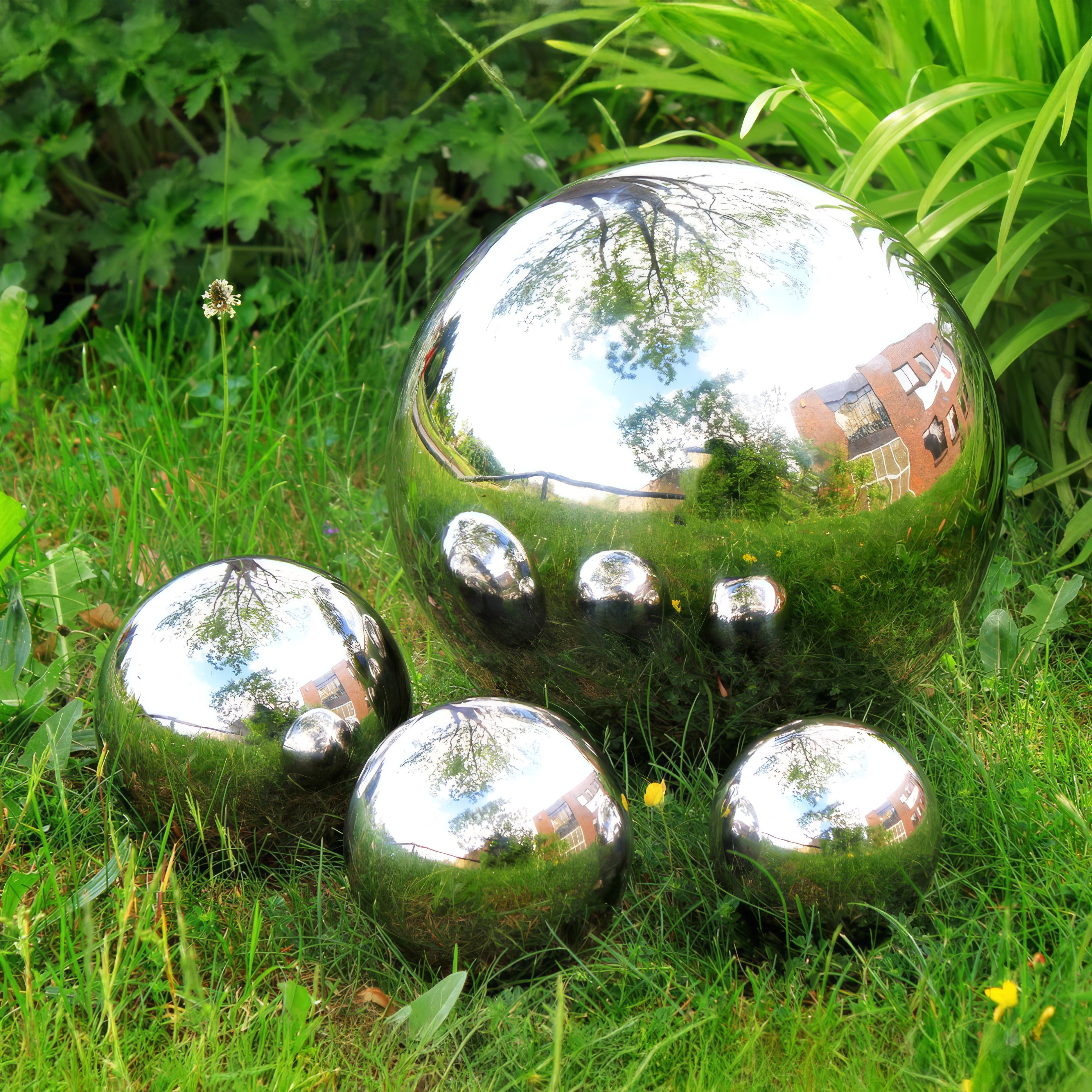 Primrose Polished Stainless Steel Gazing Globe Sphere 15cm in Silver