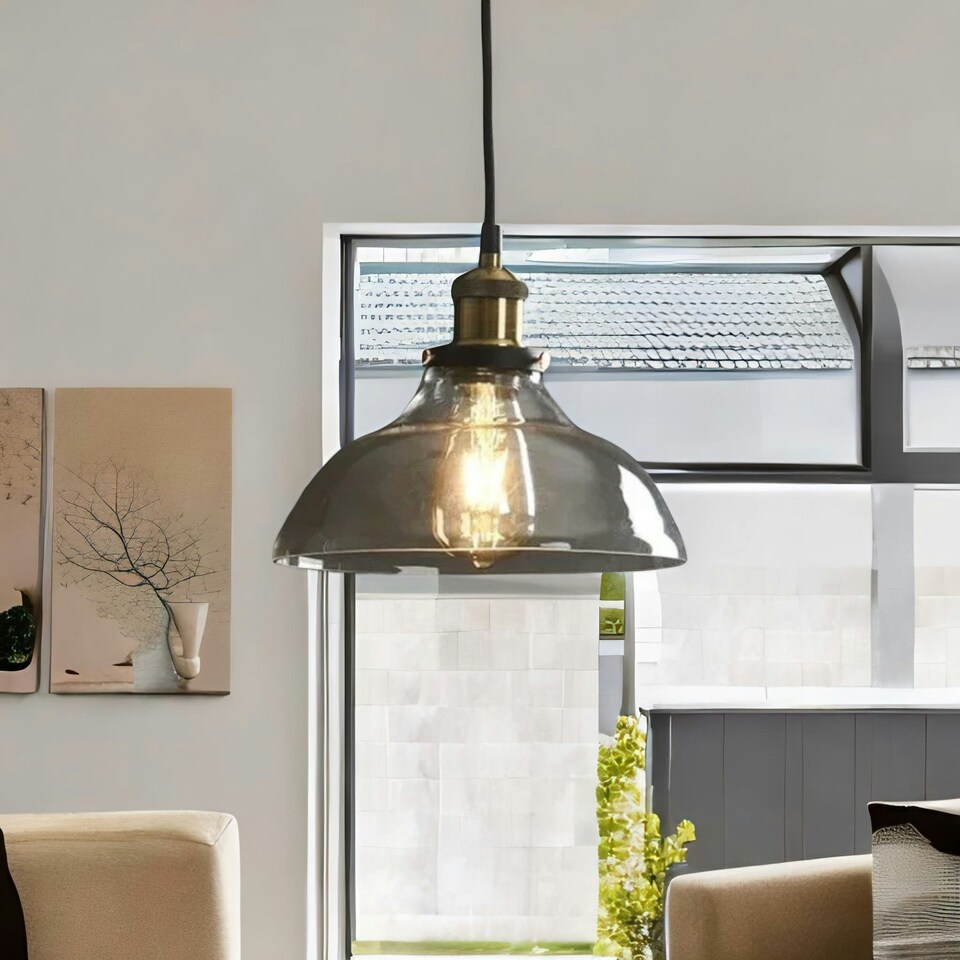 image 1 of Industrial Antique Brass Effect Glass Light Shade Clear