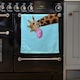 image 2 of Concept giraffe with bubble gum on color background (Kitchen Towel)